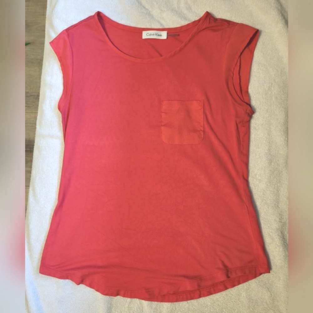 Coral Calvin Klein top